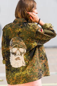 Military Jack im Vintage-Look mit weißem Skull Aufdruck - Damen