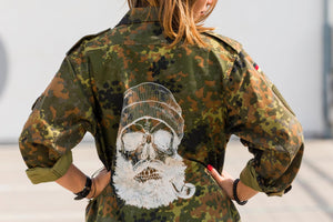 Military Jack im Vintage-Look mit weißem Skull Aufdruck - Damen